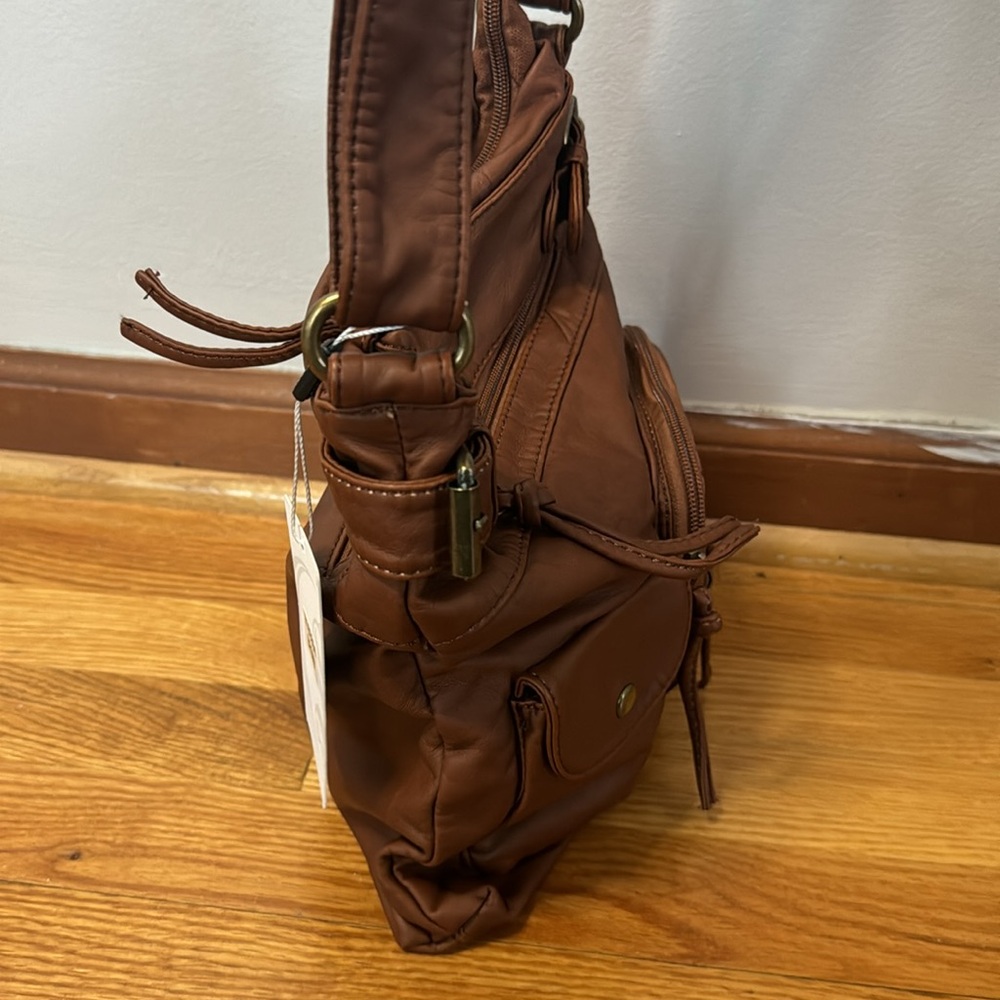 NWT Scarleton Women’s Brown Soft Multi-Pocket Adjustable Crossbody Purse Bag - Picture 8 of 10